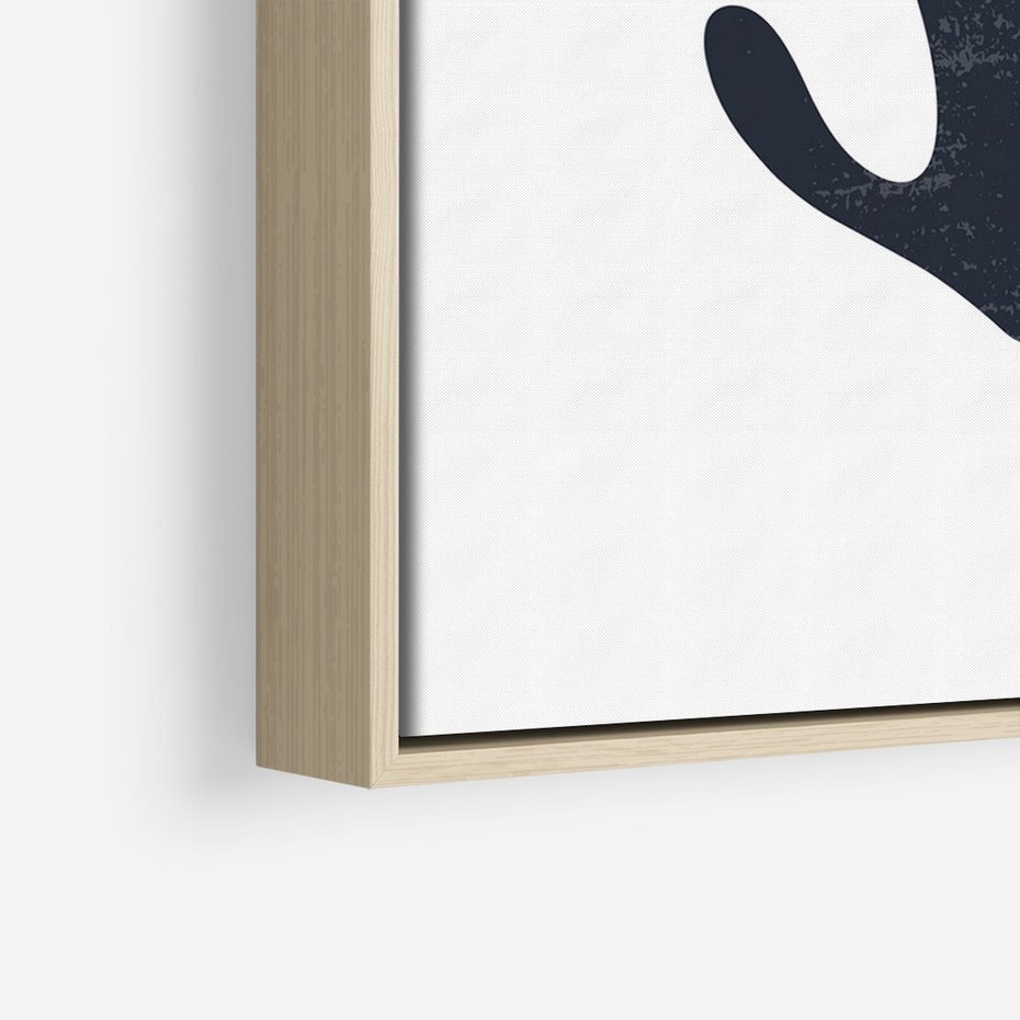 Obraz w ramie 70x100 - Granatowa Odsłona - minimalistyczna nowczesna grafika, styl matisse - rama drewno