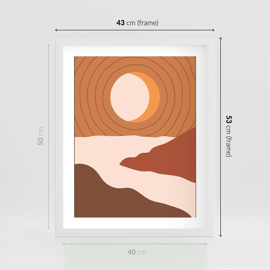 Plakat w ramie 40x50 - Sztuka Zachodu Słońca: Nowoczesna Sceneria - plakat, nowoczesna grafika - rama biała