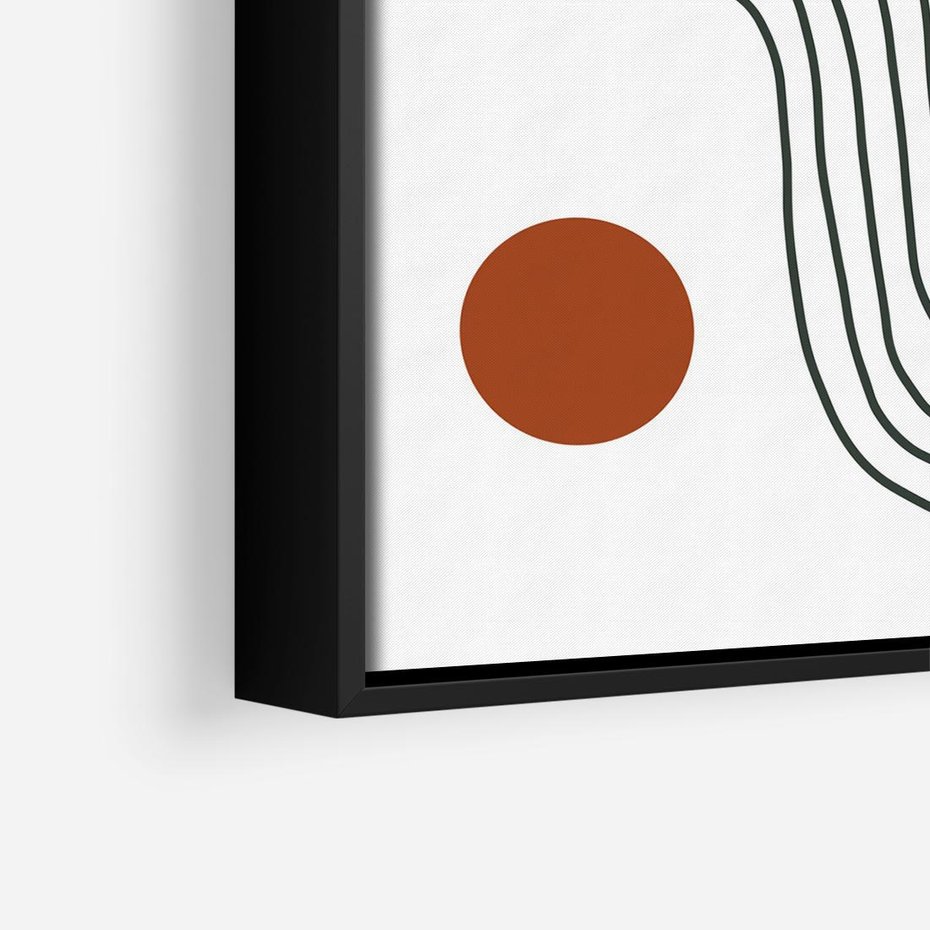 Obraz w ramie 50x50 - Kontury Harmonii - nieregularne linie, koła - rama czarna