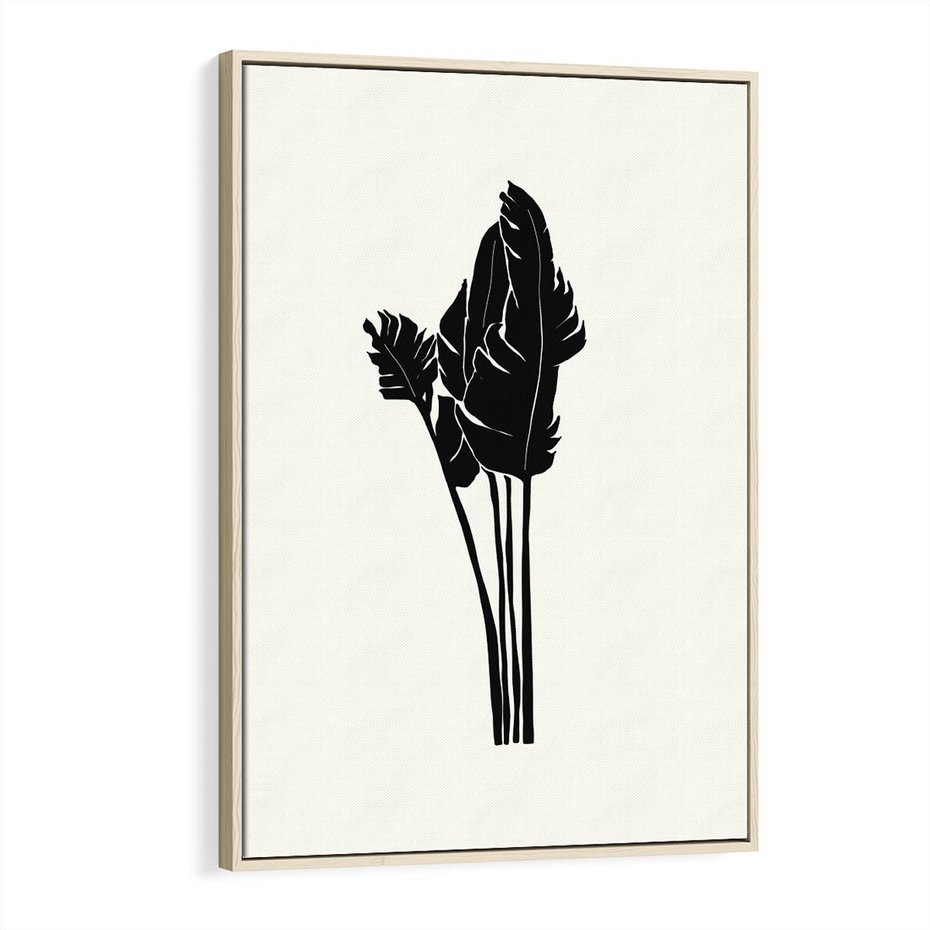 Obraz w ramie 80x120 - Elegancja Palm - nowoczesna sztuka, minimalistyczny styl - rama drewno