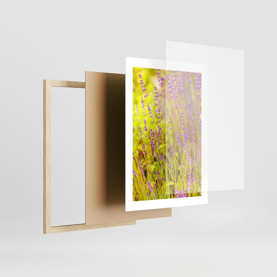 Plakat w ramie 30x40 - Delikatność natury - lawenda, kwiaty - rama drewno