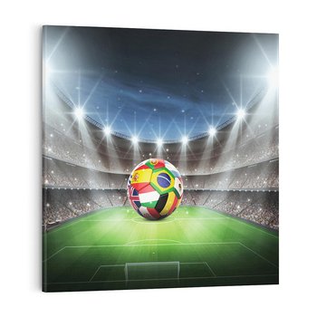 Obraz na płótnie 60x60 - Piłka nożna na stadionie: Pasja sportu - stadion, piłka