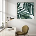 Obraz w ramie 80x80 - Ruchome liście czasu - liście palmy, tropikalne - rama drewno