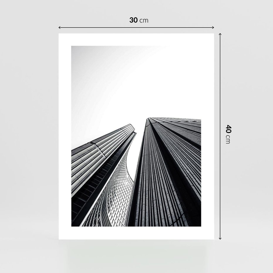 Plakat bez ramy 30x40 - Monochromatyczna Wizja - architektura, wysoki wieżowiec