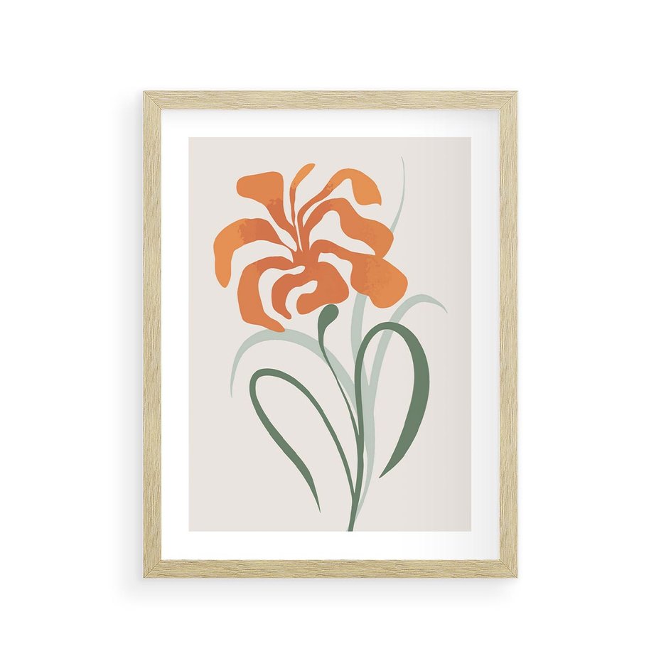 Plakat w ramie 30x40 - Kwiatowe Harmonie - kwiat, sztuka nowoczesna - rama drewno