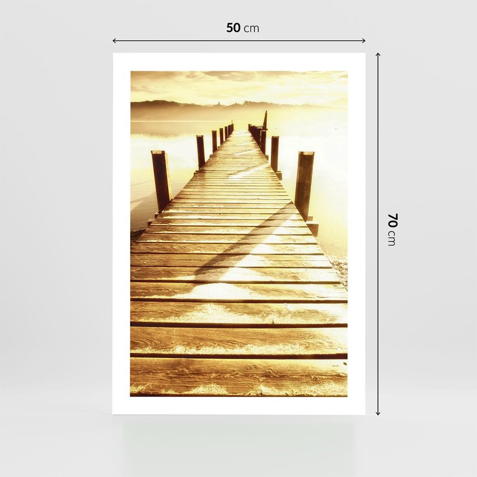 Plakat bez ramy 50x70 - Stary pomost w sepia - pomost, sepia