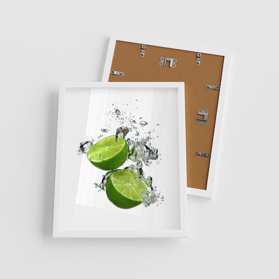 Plakat w ramie 40x50 - Kwaskowata moc limonki i cytryny - limonka, cytryna - rama biała