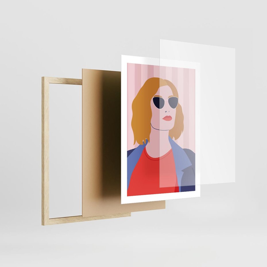 Plakat w ramie 50x70 - Kobieca Ekspresja - nowoczesny plakat, styl retro - rama drewno