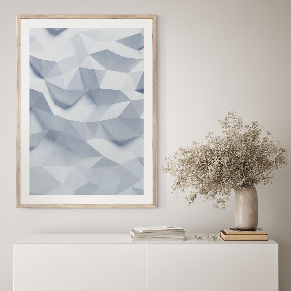 Plakat w ramie 40x50 - Trójwymiarowa geometria - geometria, 3d - rama drewno