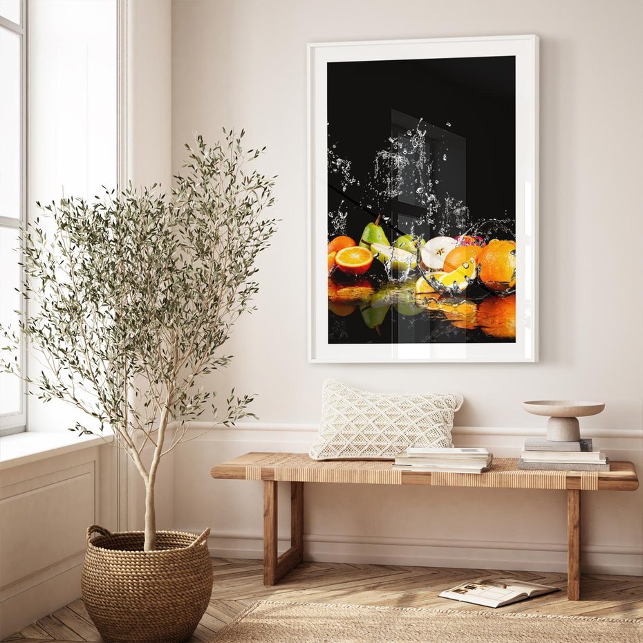 Plakat w ramie 40x50 - Owoce w Restauracji - owoce, kuchnia - rama biała
