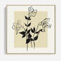 Obraz w ramie 50x50 - Malowane szkicowe tęsknoty - kwiaty, typografia - rama drewno