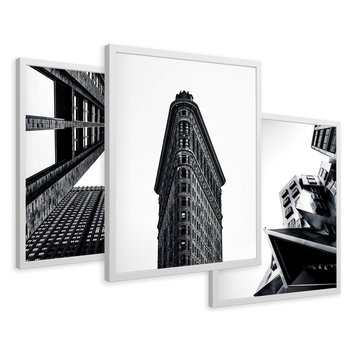 Zestaw obrazy w ramie 40x50 galeria - Architektura, budynki, czarno, biały - rama biała