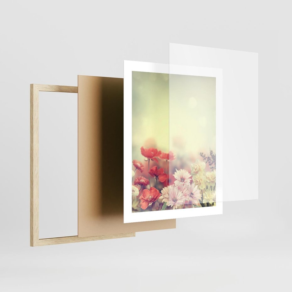 Plakat w ramie 40x50 - Delikatne kwiaty pastelowe - kwiaty, pastelowe - rama drewno