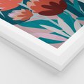 Plakat w ramie 50x70 - Symfonia Kwiatów - abstrakcyjna kompozycja kwiatowych form, kolor zgaszone - rama biała