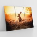 Obraz na płótnie 120x80 - Magia jesiennego słońca: Jeleń w promieniach - jeleń, jesień