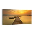 Obraz na płótnie 140x70 - Zachód słońca nad jeziorem: Piękno natury - zachód, słońca