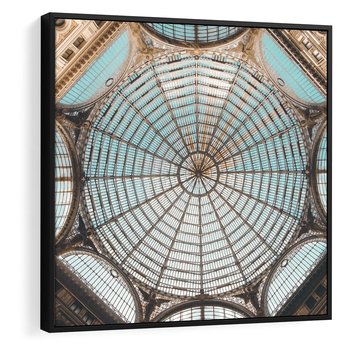 Obraz w ramie 50x50 - Magia Sklepienia - sklepienie, szklany dach - rama czarna