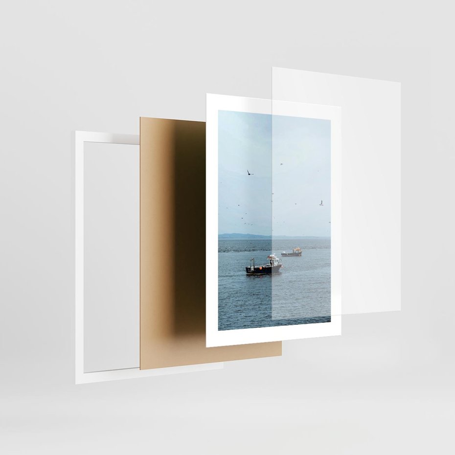 Plakat w ramie 30x40 - Rybacki Urok - morze, kutry rybackie - rama biała