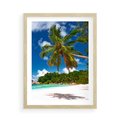 Plakat w ramie 50x70 - Oaza palm na plaży - palma, plaża - rama drewno