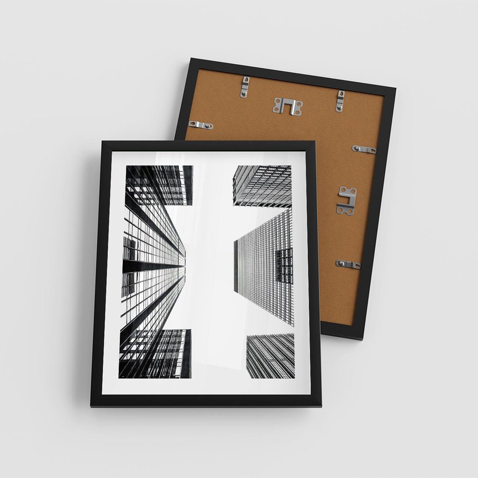 Plakat w ramie 40x50 - Architektoniczna Symetria - architektura, wysoki wieżowiec - rama czarna