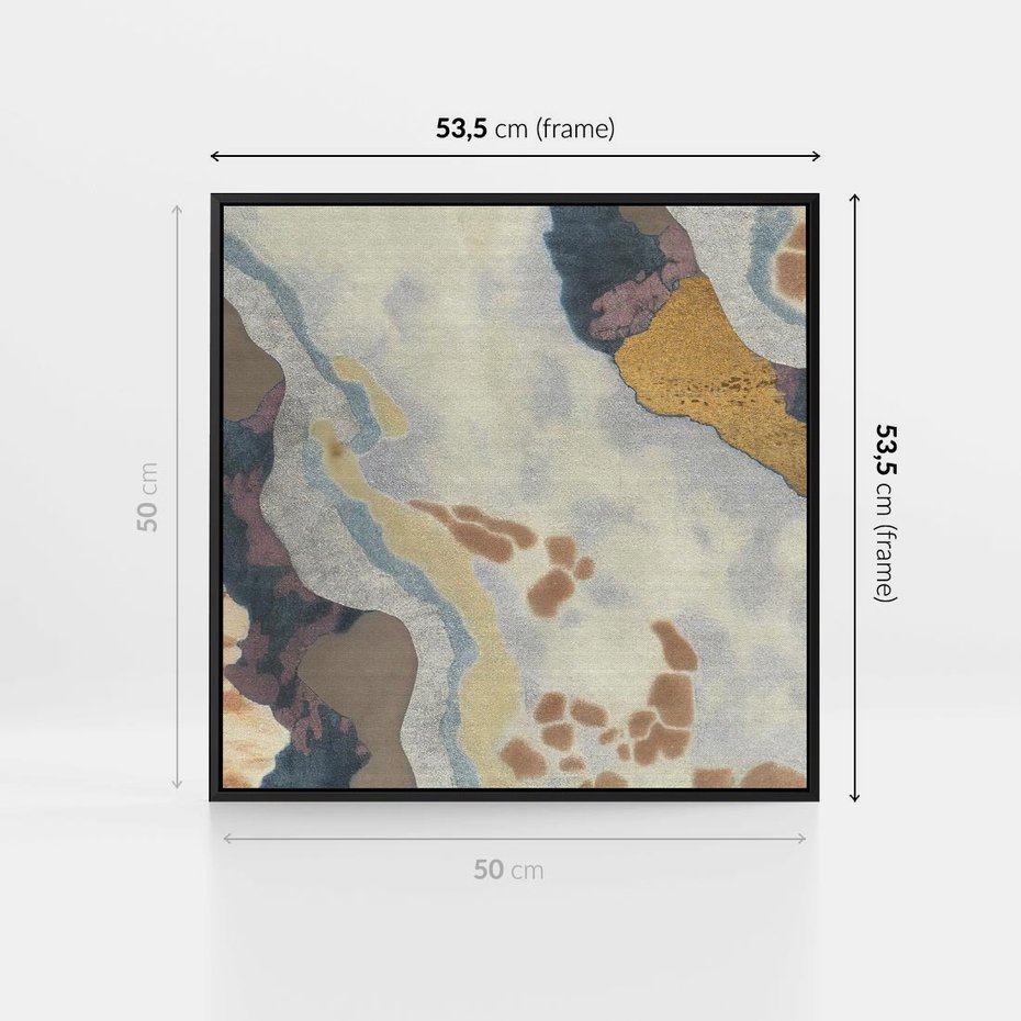 Obraz w ramie 50x50 - Melancholijne oddechy pędzla - abstrakcyjne formy, zgaszone kolory - rama czarna