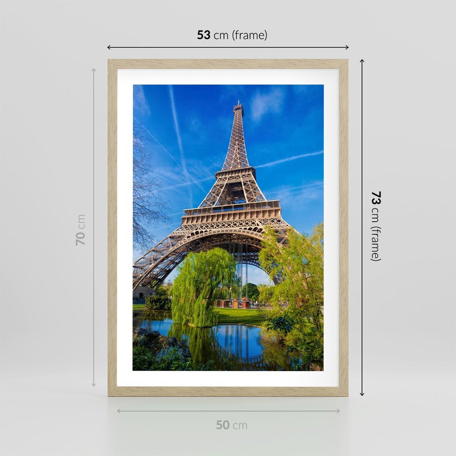 Plakat w ramie 50x70 - Wieża Eiffla w Paryżu - Eiffla, Paryż - rama drewno