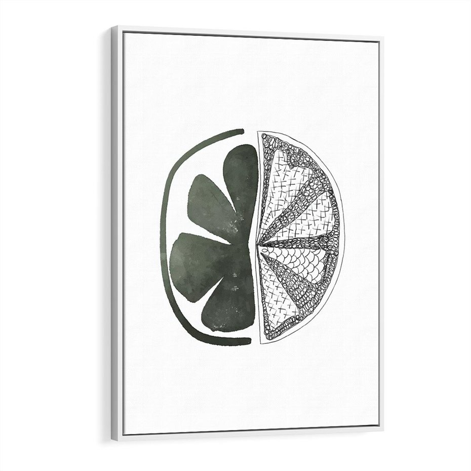 Obraz w ramie 80x120 - Cytrynowe Echo - minimalistyczny plakat, cytryna - rama biała