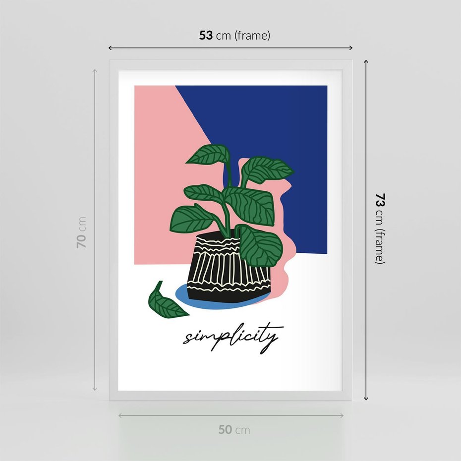 Plakat w ramie 50x70 - Tajemnicze Wibracje - tygrys, kwiaty - rama biała