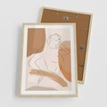 Plakat w ramie 50x70 - Sztuka Prostoty - kobieta, szkic - rama drewno