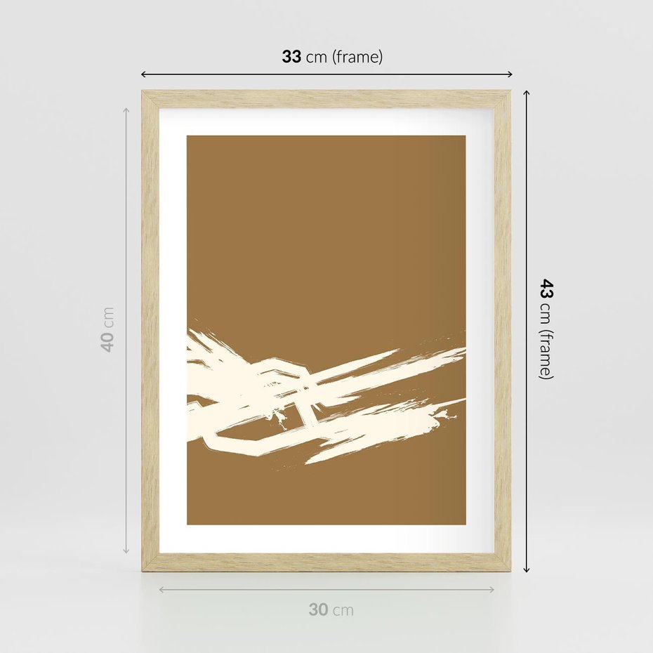 Plakat w ramie 30x40 - Taniec Energii - abstrakcyjne kreski, maźnięcia - rama drewno