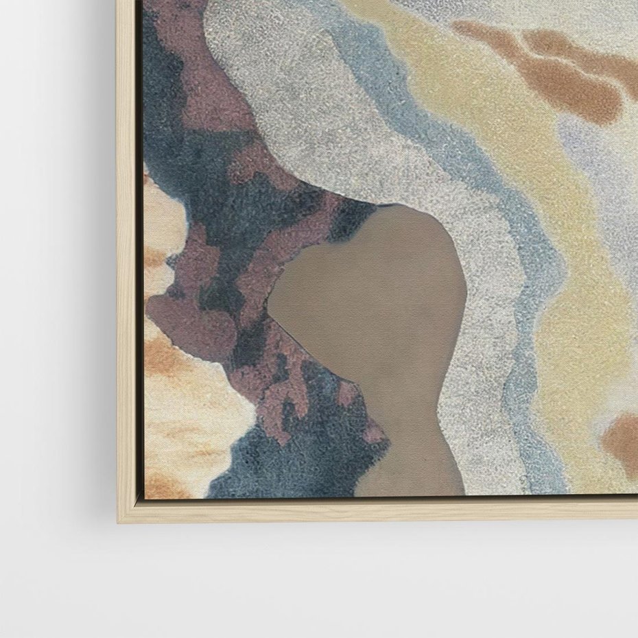 Obraz w ramie 80x80 - Melancholijne oddechy pędzla - abstrakcyjne formy, zgaszone kolory - rama drewno