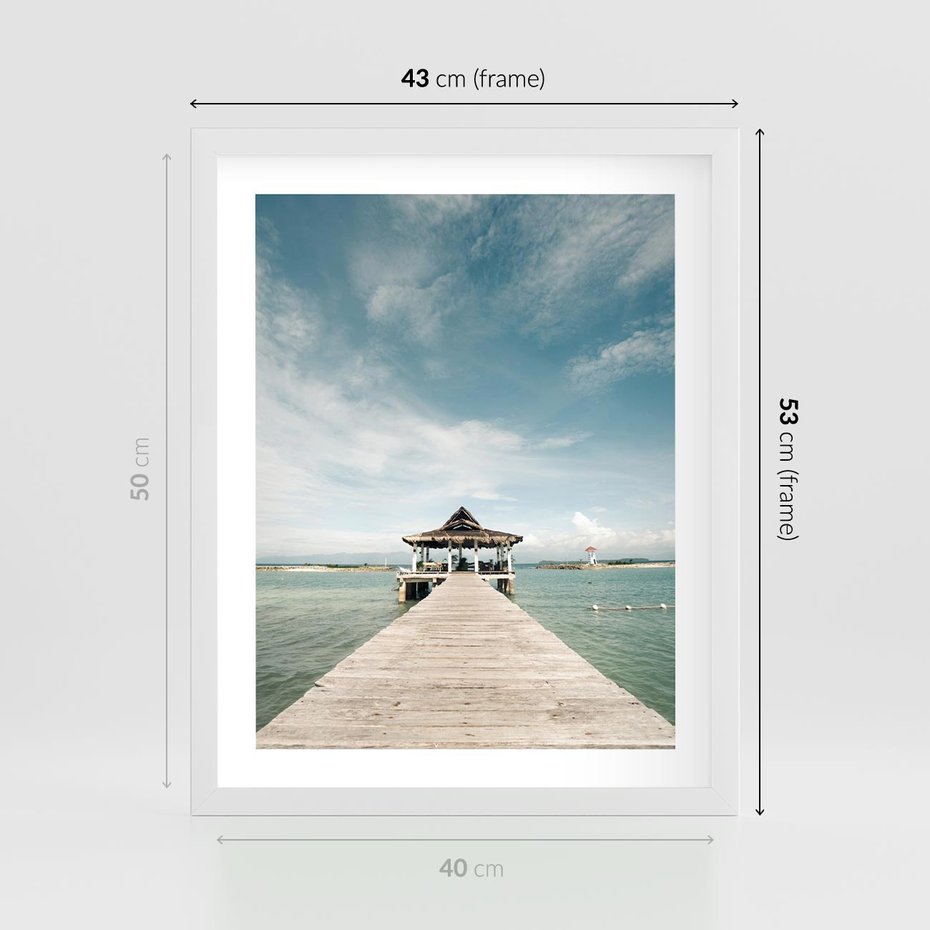 Plakat w ramie 40x50 - Magia Morza i Piękno Plaży - Hawaje, morze - rama biała