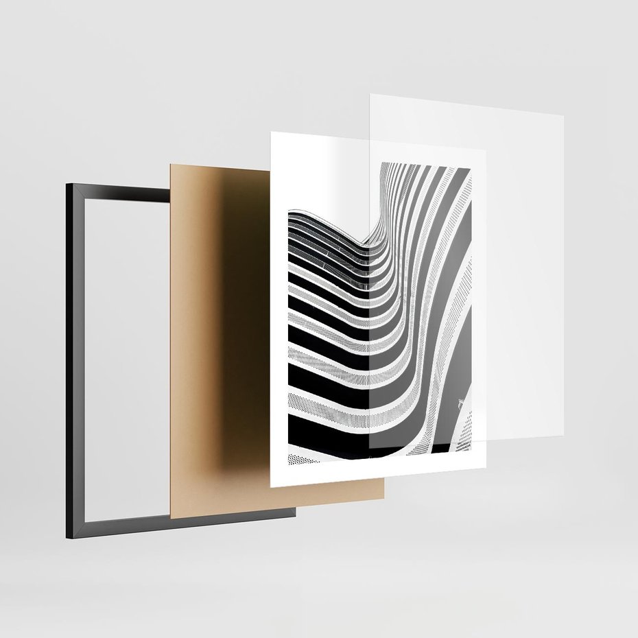 Plakat w ramie 40x50 - Nowoczesność w Monochromii - nowoczesna architektura, czarno białe zdjęcie - rama czarna