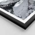 Plakat w ramie 40x50 - Biały Zimowy Pejzaż - góry w zimie, ośnieżone wysokie szczyty - rama czarna