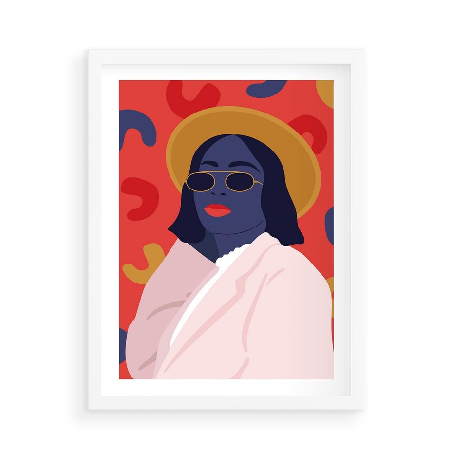 Plakat w ramie 50x70 - Kobieca Przenikliwość - nowoczesny plakat, styl retro - rama biała