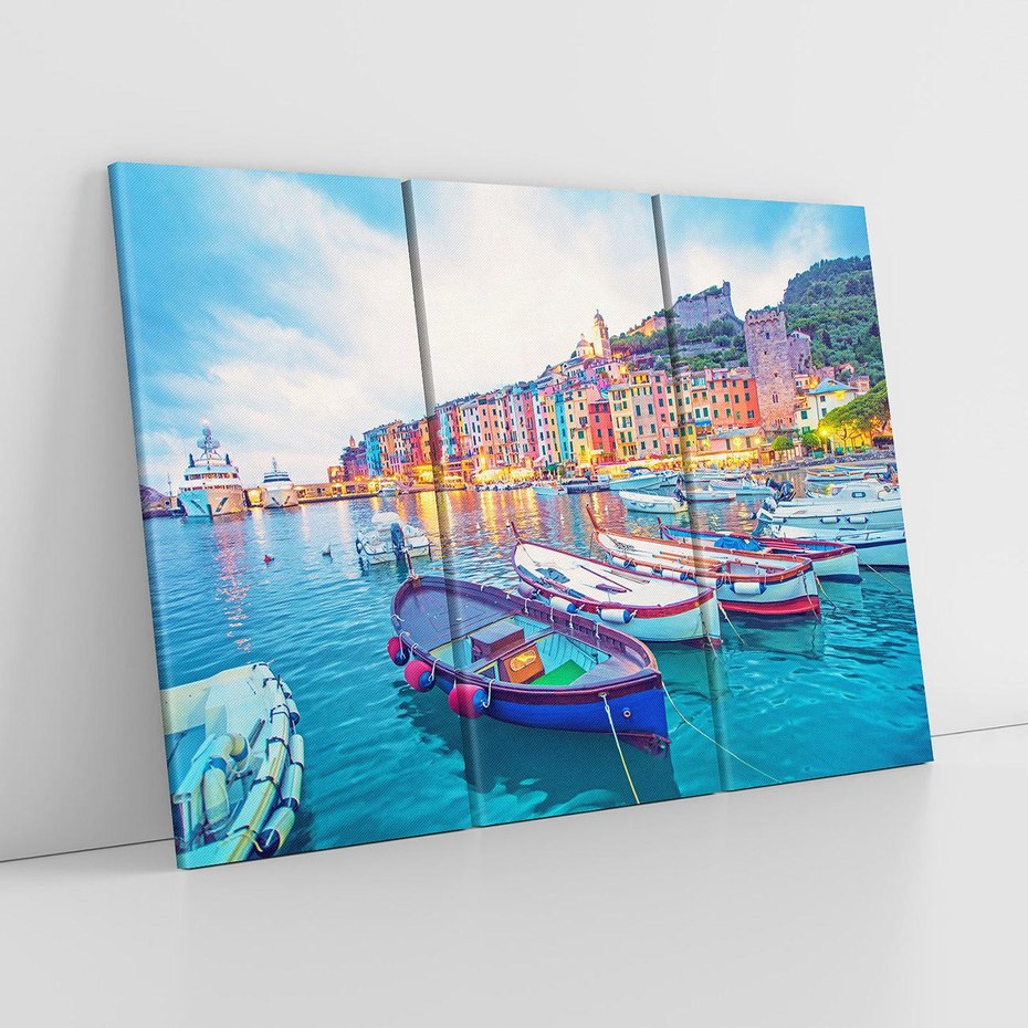 Obraz na płótnie 120x80 - Tańczące kolory zachodu - nadmorskie kolorowe miast, kolorowe budynki na brzegu