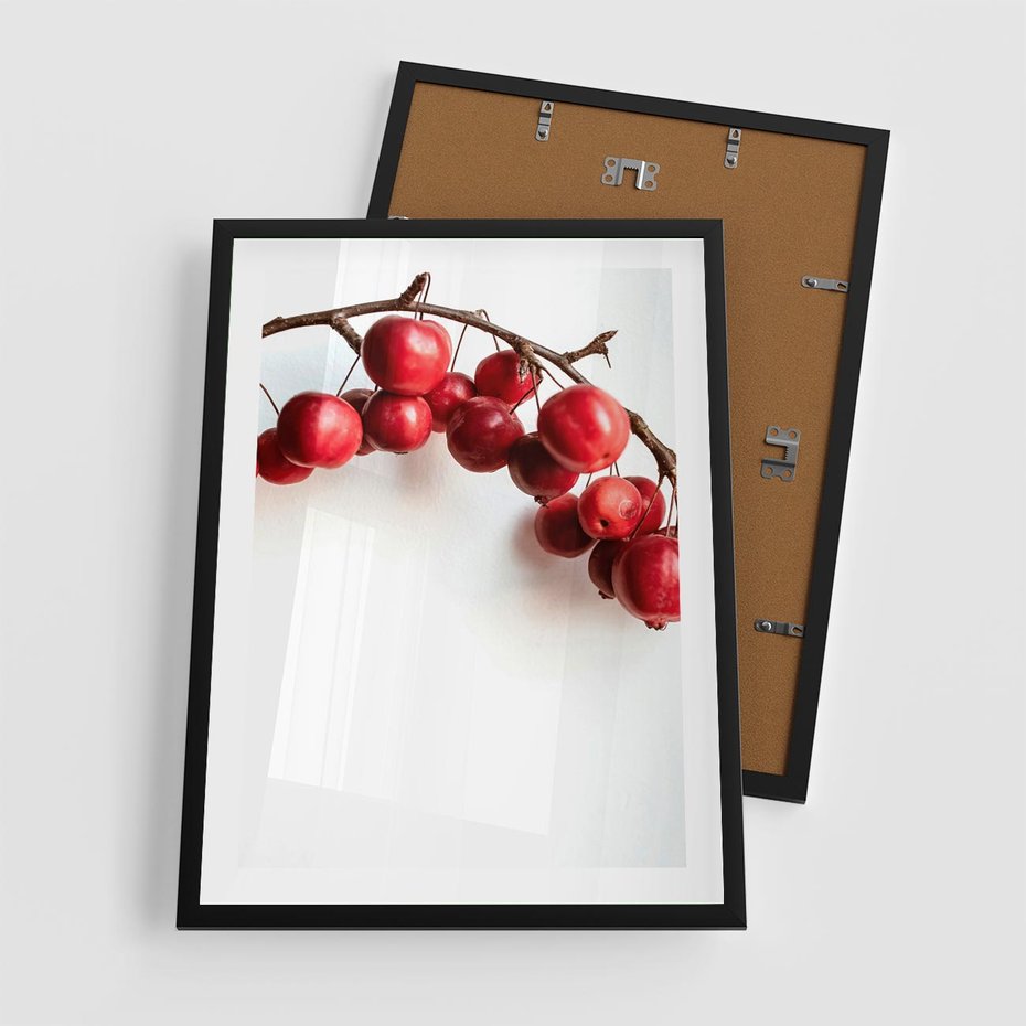 Plakat w ramie 50x70 - Jesienne Owoce - jarzębina, czerwone owoce - rama czarna