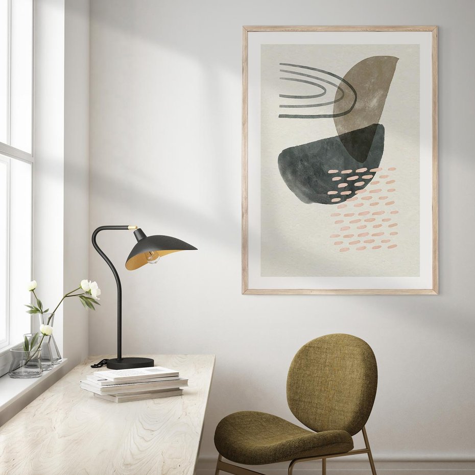 Plakat w ramie 40x50 - Geometria w Beżowych Odcieniach - abstrakcja, geometria - rama drewno