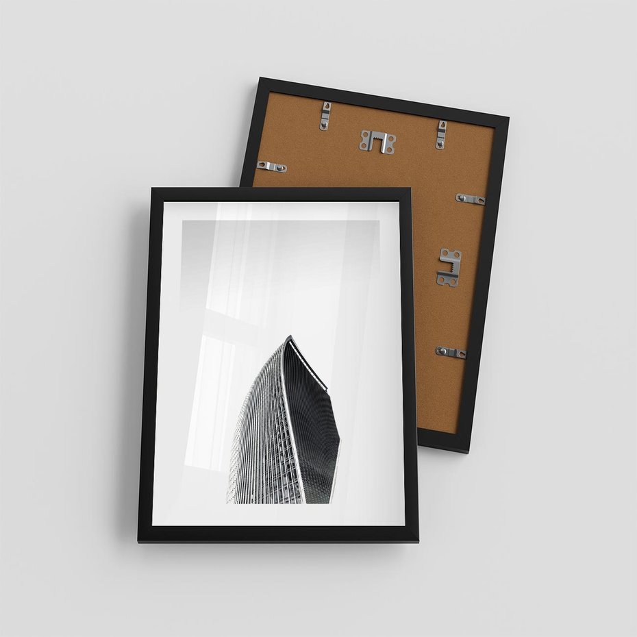 Plakat w ramie 30x40 - Czarno-Biały Wieżowiec - architektura, wieżowiec - rama czarna