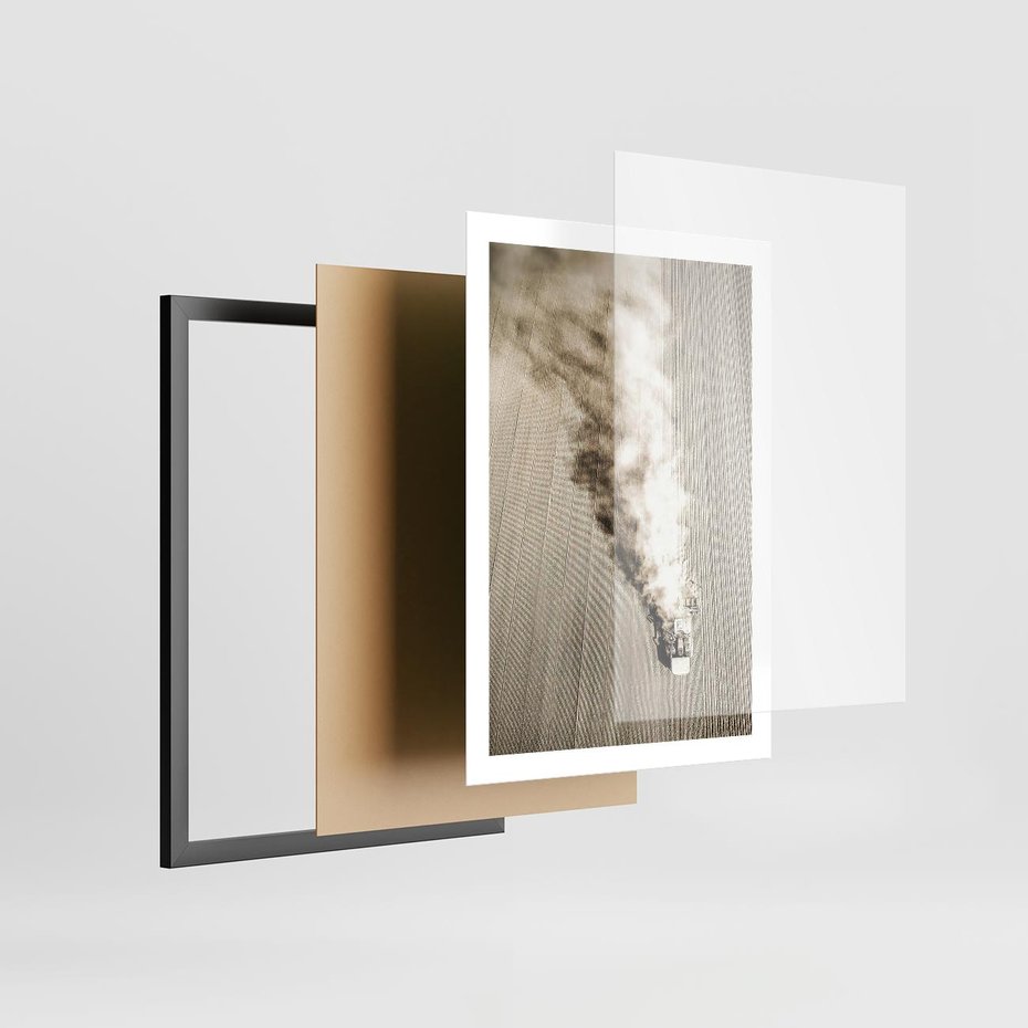 Plakat w ramie 50x70 - Żniwa na Wsi - pole, traktor na polu - rama czarna