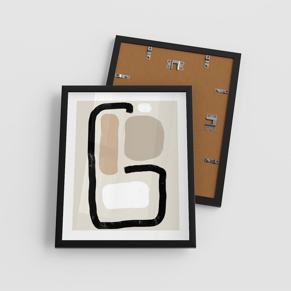 Plakat w ramie 40x50 - Kształtne Formy - geometryczne nieregularne kształty, nowoczesna kompozycja - rama czarna