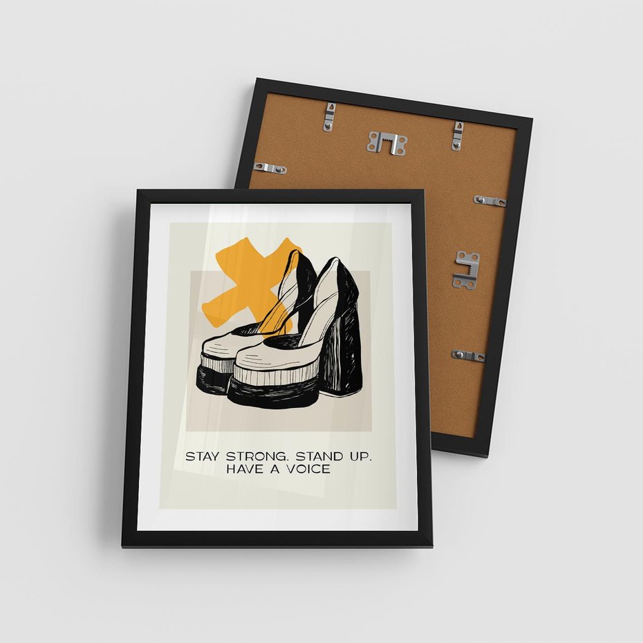 Plakat w ramie 40x50 - Kobiece Obcasy - plakat, minimalizm - rama czarna