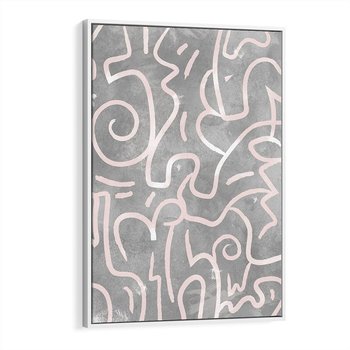 Obraz w ramie 80x120 - Sploty odblasków i zawirowań - abstrakcyjne rysunki, wzorek - rama biała