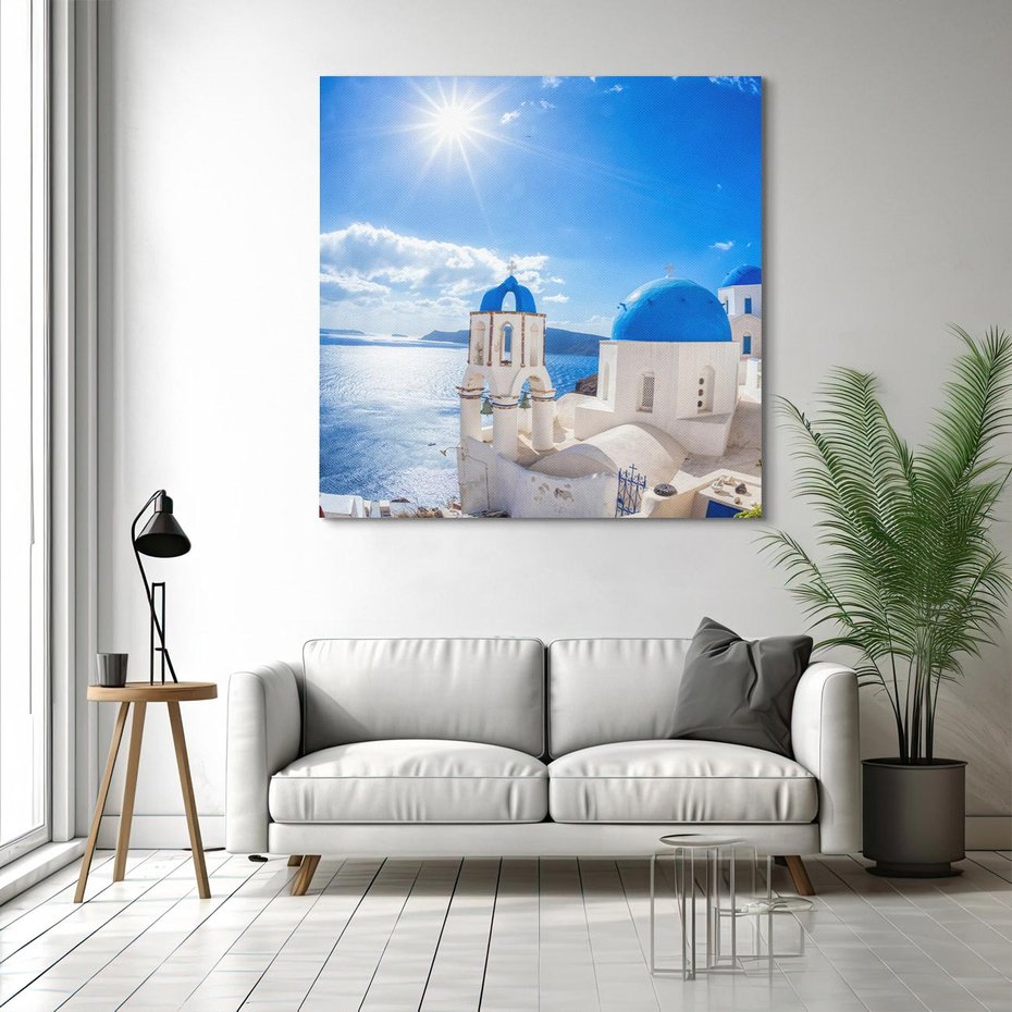Obraz na płótnie 60x60 - Uroki Santorini we Włoszech - Santorini, Włochy