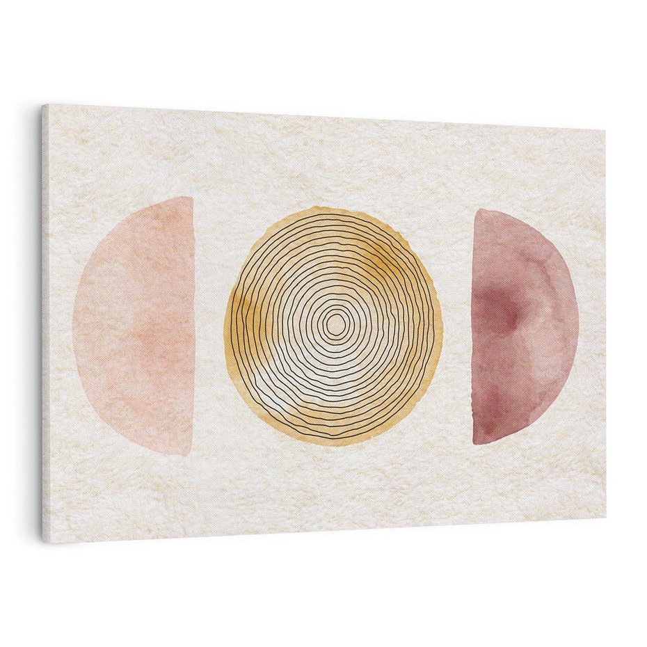 Obraz na płótnie 120x80 - Zapisane w promieniach słońca - beżowe strukturalne tło, koła