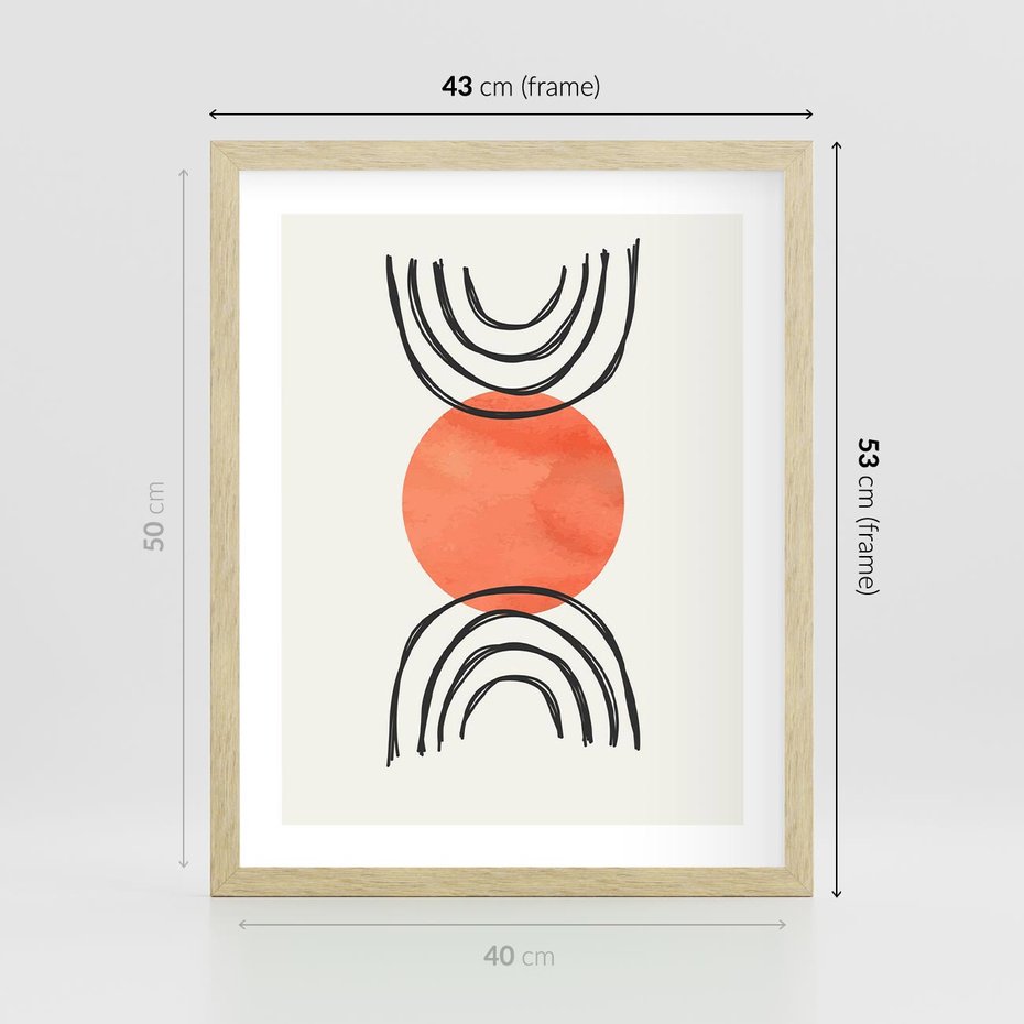 Plakat w ramie 40x50 - Lustrzane Widzenie - koło, boho styl - rama drewno