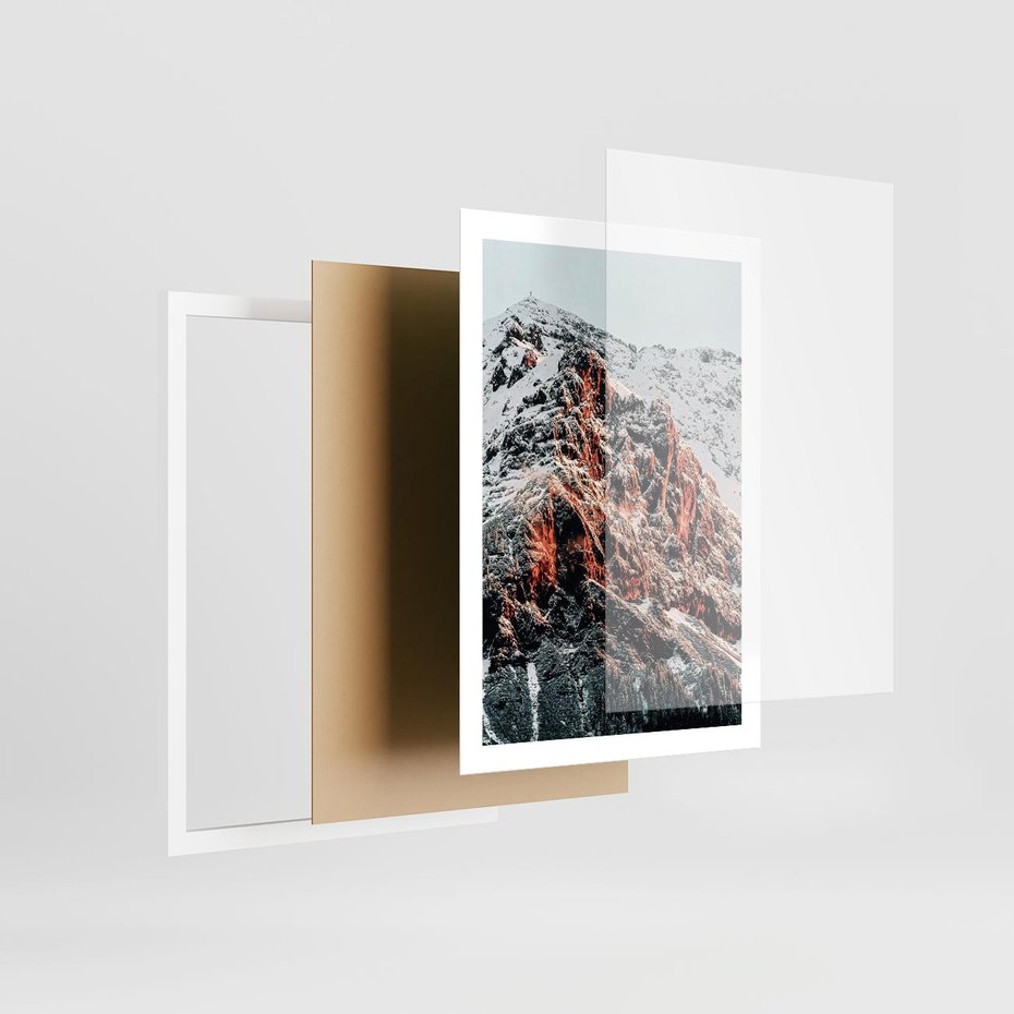 Plakat w ramie 50x70 - Zima na Szczycie - góry, zima - rama biała