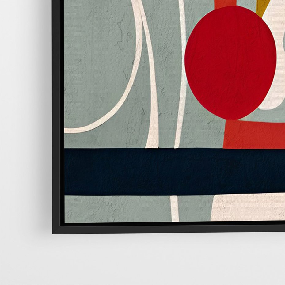 Obraz w ramie 50x70 - Harmonia Kolorowych Impulsów - abstrakcyjny obraz olejny, dziwne formy - rama czarna