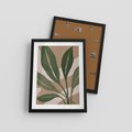 Plakat w ramie 30x40 - Nowoczesność Natury: Plakat z Zielonymi Liśćmi - nowoczesny plakat, beż - rama czarna