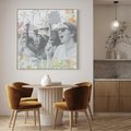 Obraz w ramie 80x80 - Księga zaklętych marzeń - kolaż, czarnobiałe zdjęcie wesołych młodych ludzi - rama drewno